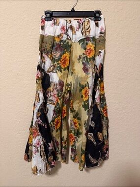 ETC Floral Boho wide leg pants - Yellow Black Green